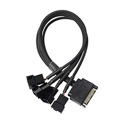 Sata To 3 Pin 4 Pin Fan Adapter,15Pin Sata To 4 X 3 Pin / 4 Pin 12V Pc Case Fan Splitter Extension Power Cable Adapter-28Cm-2Pcs #TOP6