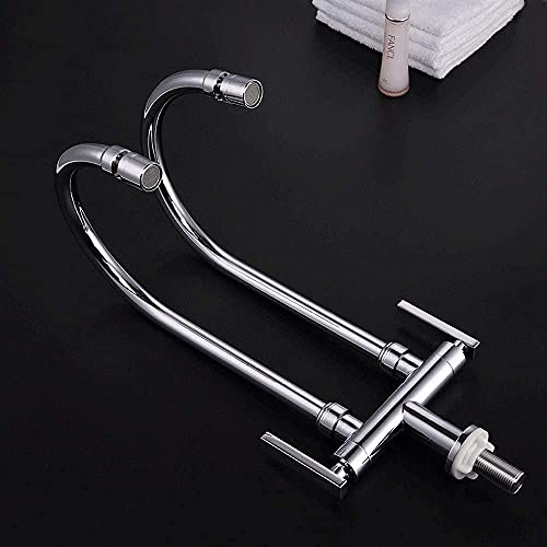 Grifo de lavabo en cobre cromado resistente con doble cabezal 4
