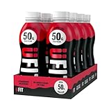 UFIT High 50g Protein Shake - Strawberry Flavour - No Added Sugar - Low in Fat - Ready to Drink - Pack of 8 x 500 ml (Packaging May Vary)