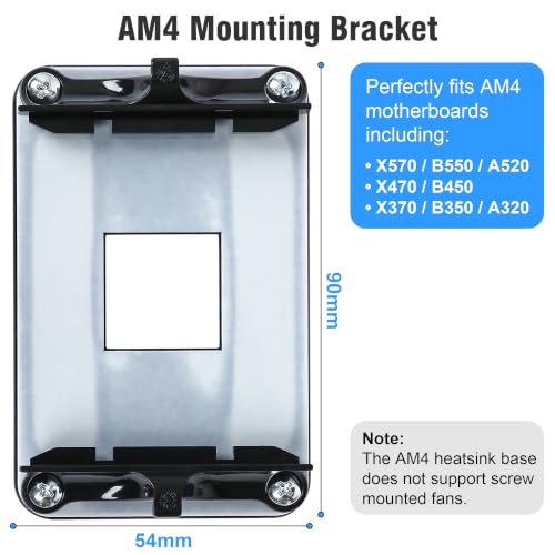 Kit Universal de Soporte para Montaje de Disipador AM4 AM5, Soporte metálico con Backplate, Separadores y Tornillos para Motherboard Socket AMD (Negro) miniatura 4