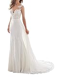 Wecharm Damen Weiss 2019 Sexy Meerjungfrau Spitze Chiffon Hochzeitskleider Lang Brautkleider Brautmode-38-Elfenbein