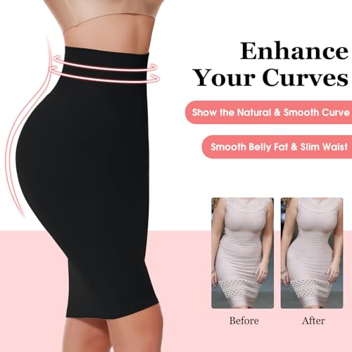 Image of JOYSHAPER Half Slip Skirt for Women Under Dresses Tummy Control Shapewear Dress Slip with Built-in Thong