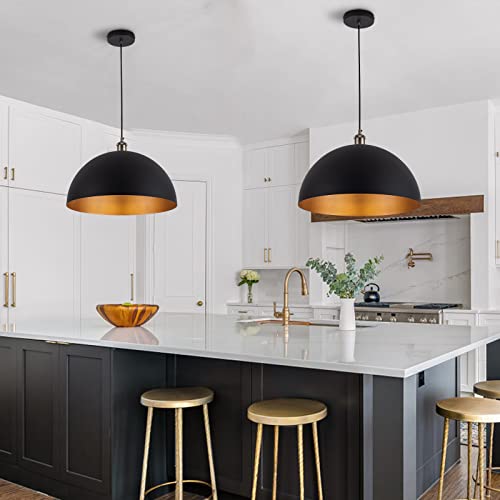 Yhanfengcy A901-2 Vintage 2 Pendant Light,Industrial Pendant Light,17.72 Inches Large Diameter, Line Length 78.74 Inch Black And Gold Pendant Light, Widely Used In The Kitchen Island thumb #7