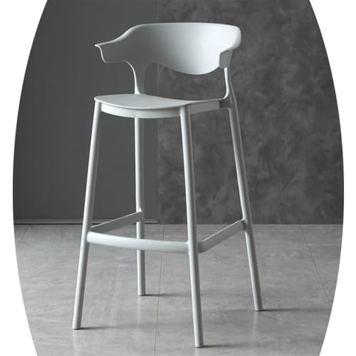 IMUNKT Taburete De Bar De Plástico 65cm 75cm Taburete De Mostrador Apilable Taburete Alto Con Respaldo Y Reposapiés Sillas De Bar Para Patio/Cocina(Light grey,65cm/25.6in)