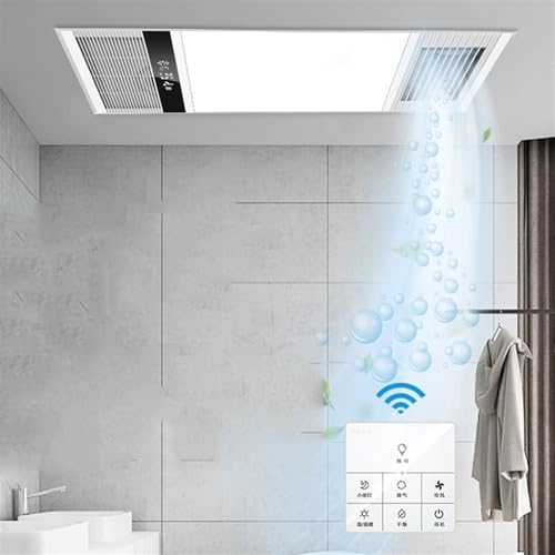 Ventilador de ventilación rectangular potente para baño con extractor, calefacción integrada y luz LED miniatura 4