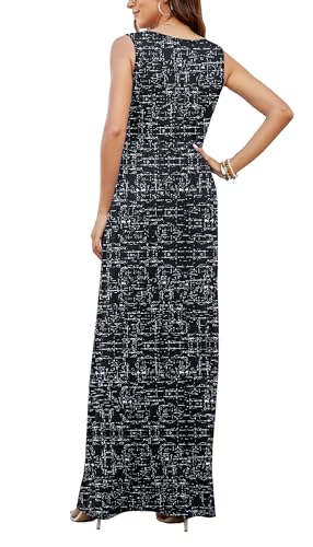 Image of AUSELILY Maxi Dresses for Women Summer Casual Sleeveless V Neck Wrap Dress | Sleeveless Long maxi dress with wrap V neck & side pockets, for formal cocktail, beach & casual daily wear