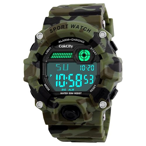 CakCity Boys Camouflage LED Sport Watch,Waterproof Digital Electronic Casual Military...