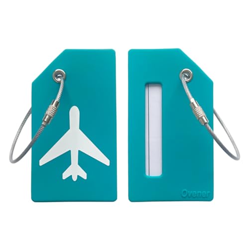 5Pack Silicone Luggage Tag with Name ID Card Perfect to Quickly Spot Luggage Suitcase by Ovener (Turquoise Green)