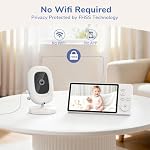 Baby Monitor no WiFi, 5” 1080p IPS Screen, 3050mAh Night Vision, 2-Way Audio, Temperature Sensor and Lullabies