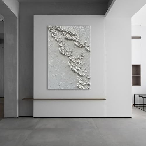 NANKAI Art 45x30 inches Large White Thick Texture Abstract Oil Painting Hand-Painted sea Landscape Oil Painting Home Wall Decoration Art by NANKAI - Used condition - Image 3