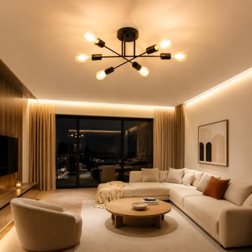 CBJKTX Deckenlampe Wohnzimmer Deckenleuchte Küchenlampe Vintage 6-Flammig – Ansicht 2