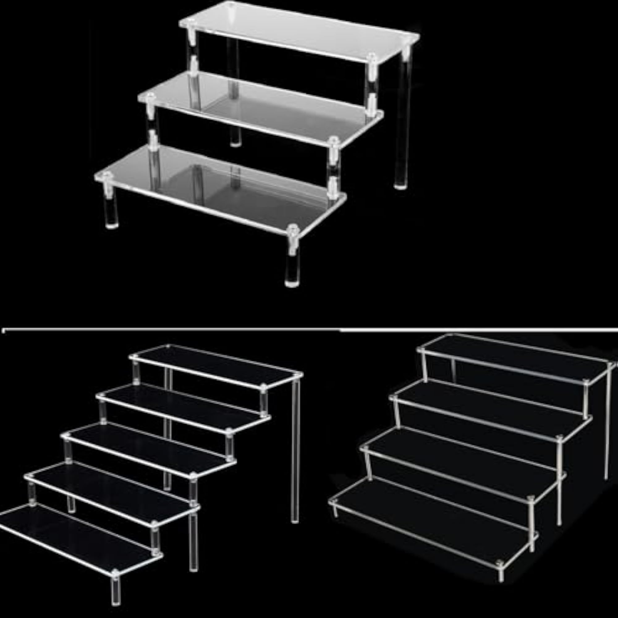 Set of 3 Acrylic Rack Perfume Makeup Organizer Risers