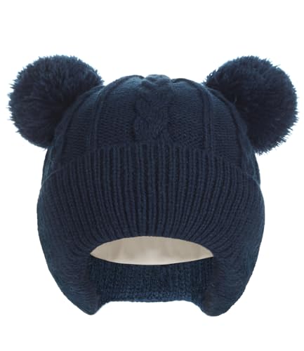 Creekstone Bonnet à pompon chaud et doux avec doublure en polaire pour bébé fille garçon, bleu marine, 2-6 ans Creekstone Bonnet à pompon chaud et doux avec doublure en polaire pour bébé fille garçon, bleu marine, 2-6 ans