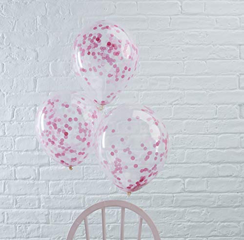 5 Ballons confettis rose