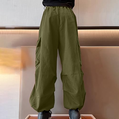 Cargo Pants for Girls Casual High Waisted Drawstring Loose Fit Pockets Kid Cargo Sweatpants Baby Clothes Girl Winter2
