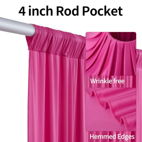 Image of 50ftx15ft Hot Pink Backdrop Curtains for Parties, Wrinkle Free Polyester Hot Pink Photo Backdrop Drapes 10 Panels 15 ft Long Back Drop Cloth for Wedding Birthday Photography Background Party