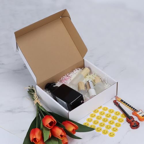 Image of HORLIMER 10x8x3 inches Shipping Boxes Set of 25, White Corrugated Cardboard Box Literature Mailer, 25 Stickers Included