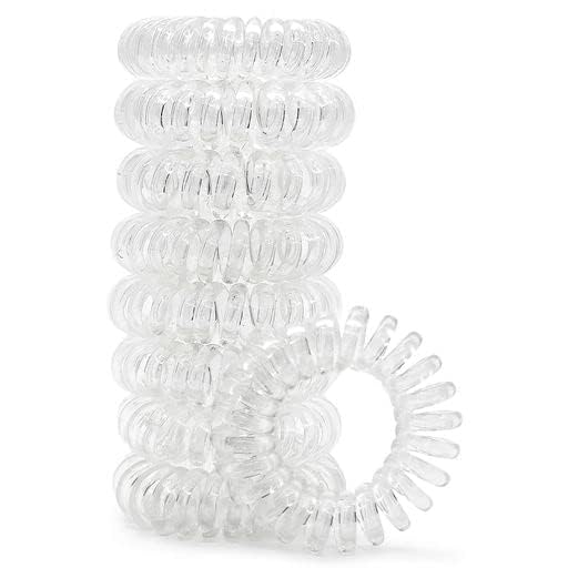 Kitsch Spiral Hair Ties for Women, Coil Hair Tie for Thick Hair, No Crease Hair Tie, No Damage, Hair Coils & Phone Cord Hair Ties for Thin Hair, 8pcs (Transparent)