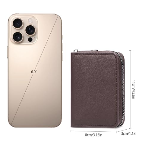 Men for Leather Credit Card Case Holder RFID Blocking Zipper Travel Wallet3