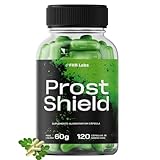 Prost Shield Suplemento para Próstata 120 Cápsulas - Licopeno 8mg, T-Resveratrol 30mg, PEA 20mg, Zinco 29mg, Vitamina D3 2000 UI, Vitamina E 30mg, Selênio 100mcg, Cártamo 200ng, Ác Linolêico 200mg, Própolis 210mg, Xúrcuma 200mg, Extrato de Cacau 100mg