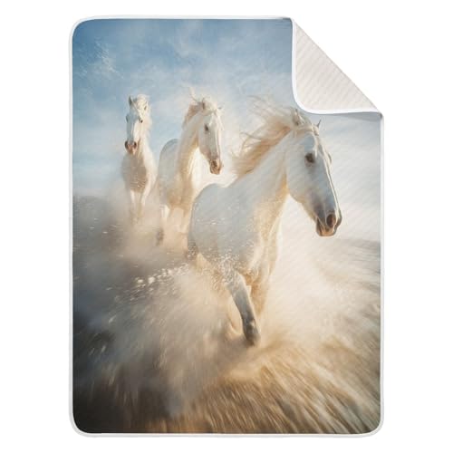 Burbuja Running Horses Baby Blanket for Boys Girls, Nursery Soft Warm Swaddling Receiving Baby Blankets, 30x40 in Toddler Blanket