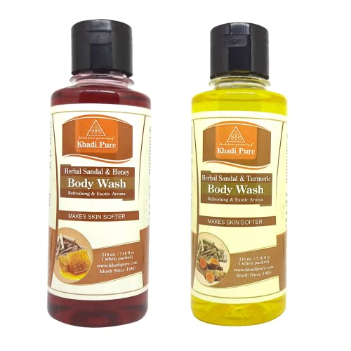 Image of Khadi Pure Sandal Honey & Sandal Turmeric Body Wash, 210 ml (Pack of 2)