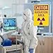 Anobell 4 Pack Caution Radiation Area Signs 10 x 7 Inch Rust-Free Aluminum OSHA Sign with Symbol UV Protected Industrial Radioactive Warning Signs for Business Construction Site Warehouse