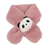 SJTJSPX Sciarpa per bambini Sciarpe per neonati Foulard morbido Autunno Inverno Caldo Sciarpa per bambini piccoli Cartone animato Panda Peluche Sciarpa invernale per bambine e bambini, rosa scuro