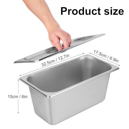 Image of 4 Pack, 1 /3 Size Stainless Steel Steam Table Pan with Lid, 6 Inch Depth Hotel Pans for Weddings, Parties, Restaurants, Cafeterias and Hotels