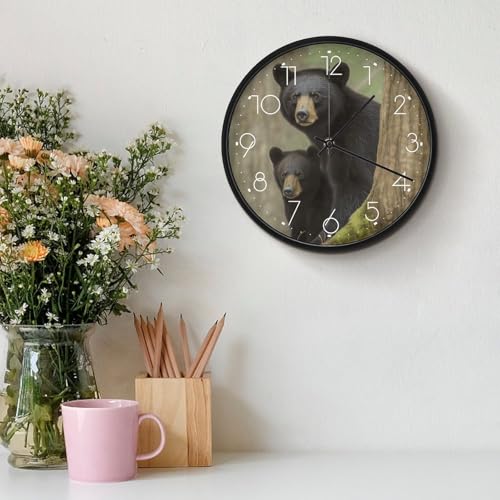 Horloge murale décorative ours noir ronde à piles pour maison - 4