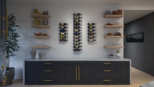 Image of Ultra Wine Racks Max Reveal Wall Mounted Wine Rack - Black Metal Wall Rails, 1 ft (3 Bottles)