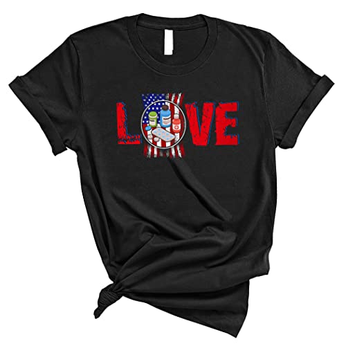 Vintage Love Cool Proud 4th of July Independence Day Pharmacist American Flag Patriotic Unisex T-Shirt