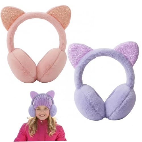 Orejeras de gato para niños pack de 2 de felpa cálida 7