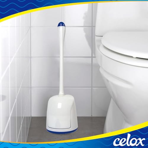 Image of CELOX Toilet Bowl Brush and Holder, Bathroom Cleaning Kit, 2 Set, White