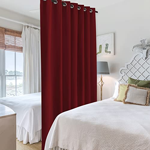 Image of RYB HOME Blackout Room Divider Curtain, Soundproof Privacy Screen Curtains Partitions Shade for Share Space Kids Nursery Bedroom Kitchen, Wide 100 inches x Long 84 inches, Burgundy Red, 1 Piece