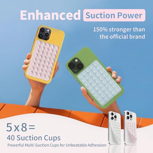 Image of 4 Pack Silicone Suction Cup Phone Case Mount Double Sided, Sticky Phone Grip with Higher Suction Power for Cell Phone, Hands-Free Phone Accessories for Selfies and Videos, Pink & Blue & Black & Clear