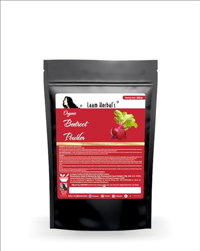 Image of Laam Herbals Organic Beetroot Powder | kkin Brightening, Spotless Glowing & Shiny skin, Red Cheeks & Lips | Multi Purpose for skin, Lips, Hair & Health- 250 g