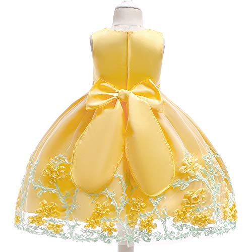 KILO&METERS Embroidery 3D Flower Girl Dress Tulle Lace Formal Party Baby Dress 3M-9T2