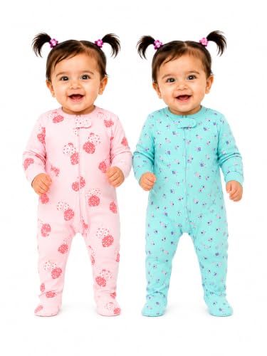 Image of TuddyBuddy Baby Girl's Cotton Printed Full Sleeves Sleepsuit /Footed Rompers for Baby Girl