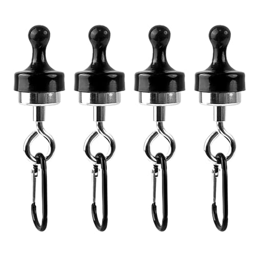 peuqcen 4 Stück Camping Magnethaken, Schwarze, Magnet Haken Stark, Für Camping, Garage, Küche, Ateliers, Abnehmbare, Magnet Haken Stark