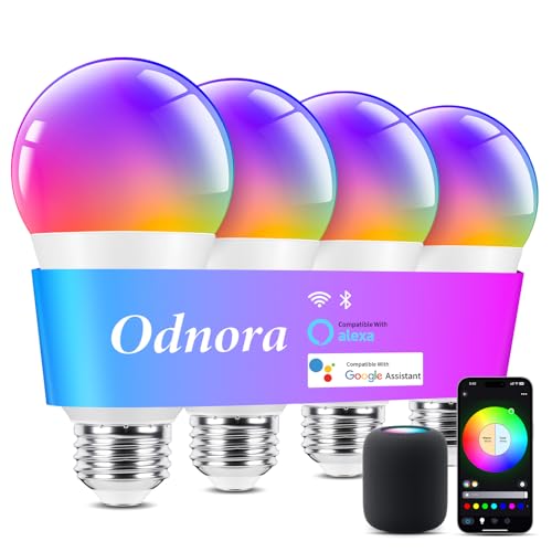 Odnora Smart Light Bulbs, Color Changing Light Bulb, Work with Alexa & Google Assistant, RGBWW A...