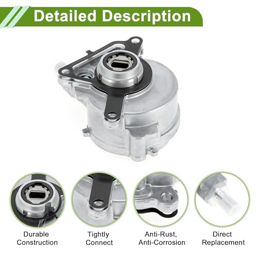 Bomba de vacío para frenos No. 03H145100B, bomba de vacío para motor para Volkswagen Passat 3.6L (2006-2008), aleación de aluminio, tono plateado, 1 unidad miniatura 4