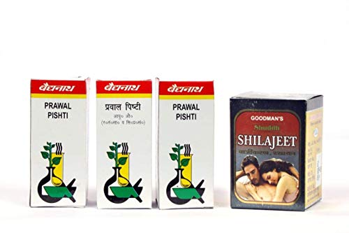 BAIDYANATH PRAWAL PISHTI 10 GM PACK OF THREE WITH GOODMAN'S SHUDDH SHILAJEET 10GM