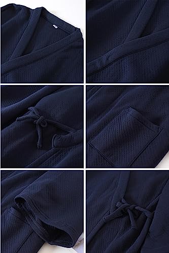 Men's Thicken Pajamas Suit Autumn/Winter Japanese 2-Piece Cotton Bathrobe Kimono Pjs Set4