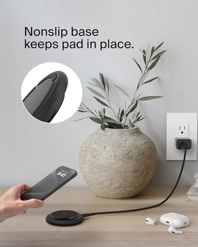 Image of Belkin Magnetic Wireless Charging Pad 15W - MagSafe-Compatible Qi2-Certified Wireless Charging Station, iPhone Charger for Apple iPhone 16, 15, 14, AirPods w /Non-Slip Base, No PSU - Black (2-Pack)