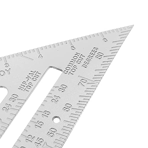 Woodowrking Ruler, Aluminum Alloy Portable Rafter Square Clear Scale for Marking (Silver)