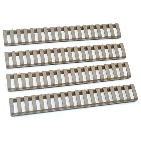 TRIROCK 4-pack Tan/FDE Heat Resistant Rifle Handguard Protector Rubber Ladder Rail Cover Fits Weaver Picatinny rail Cover