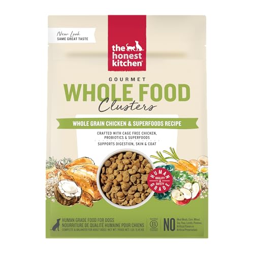 The Honest Kitchen Human Grade Whole Food Clusters Whole Grain Chicken & Oat Dry Dog Food - Complete & Balanced Meal or Topper - 1 lb Bag