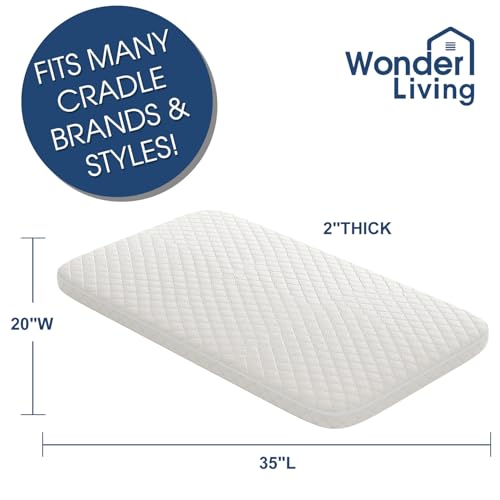 Image of Baby Bassinet Mattress, Breathable, Hypoallergenic, Premium Foam, Non-Toxic, Rectangle Shaped with Removal Waterproof Cover,20 inch x 35 inch x 2''