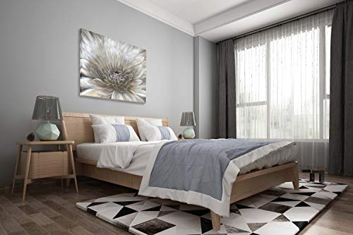 Image of Yihui Arts Wall Art Botanical Pictures White Flowers Oil Painting Floral Artwork on Wrapped Canvas for Living Room Decoration